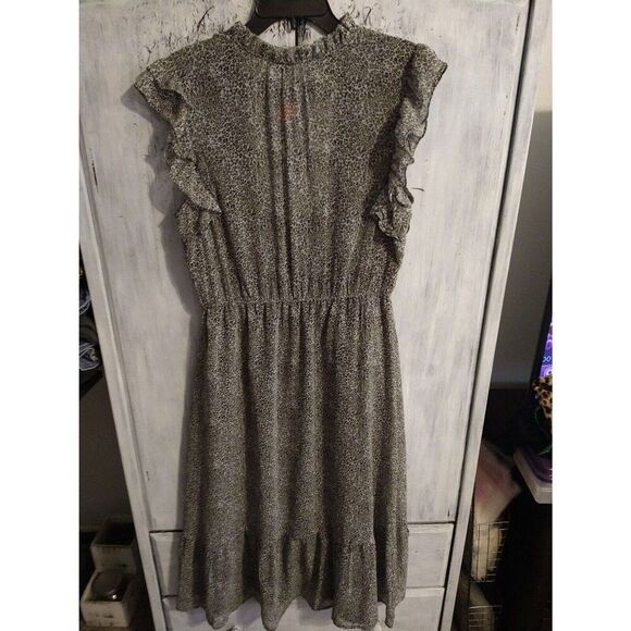 Steve Madden midi ruffled sleeve Large leopard print dress Feminine Boho Cottage - Picture 6 of 10